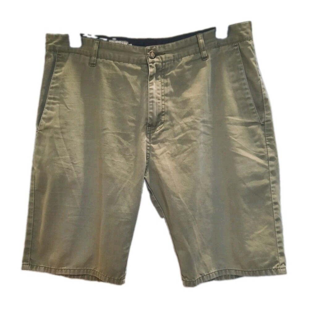 Volcom Frickin Modern Fit Chino Shorts Mens 34 Olive Khaki Green Skate Twill